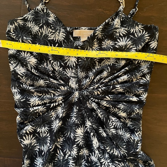 NWT Michael Kors Palm-Print Midi Dress with chain straps size M - Picture 11 of 15